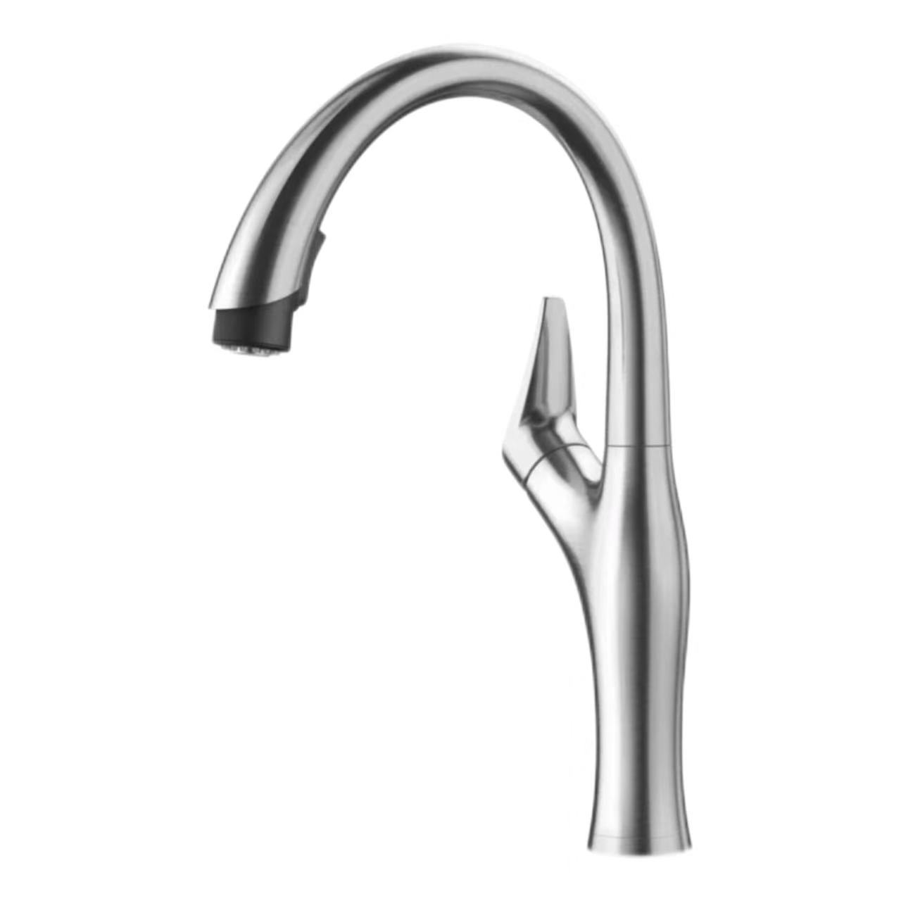 Robinet extractible à col d'oie profilé en acier inoxydable brossé