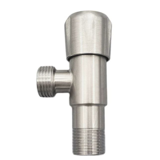 Valve à angle d'entrée d'eau chaude et froide universelle en acier inoxydable brossé