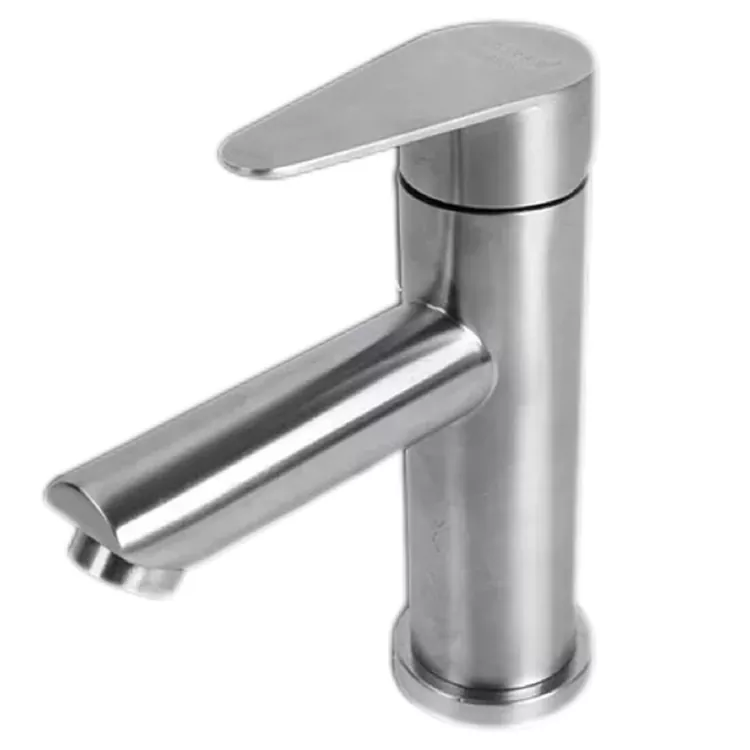 Rubinetto per lavabo cilindrico manico piatto caldo e freddo