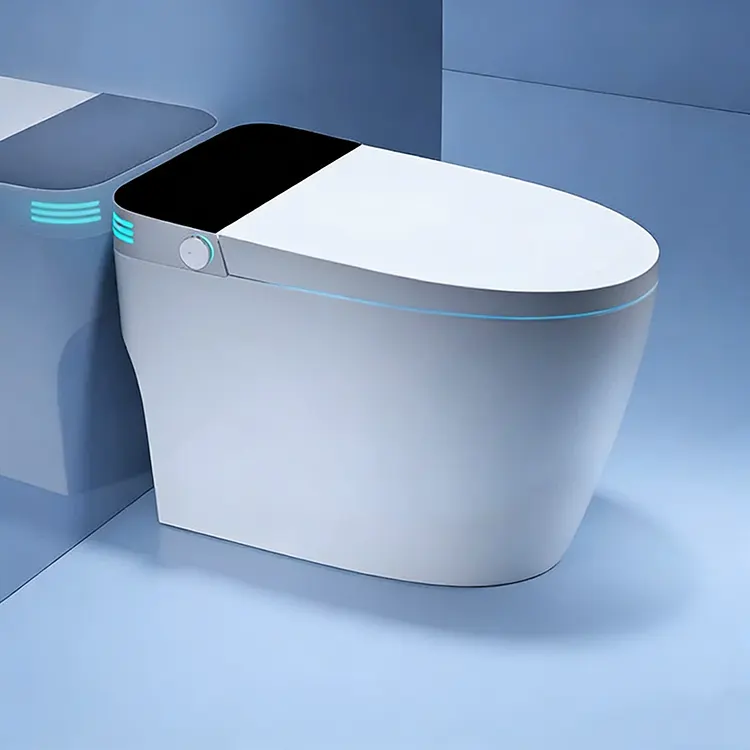 Display digitale LED Coperchio automaticu Flip-Top Scudo di schiuma Sifone Smart Toilet