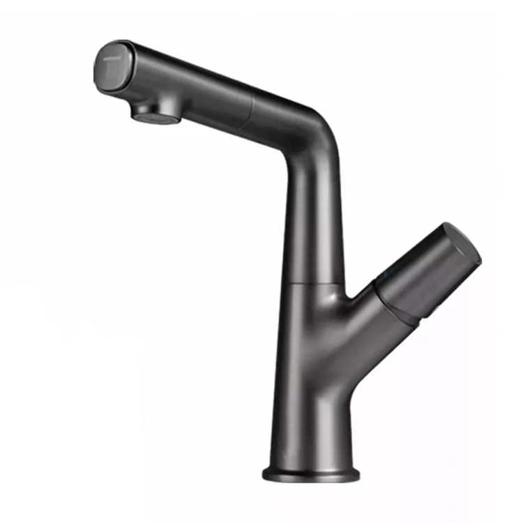 Rubinetto per lavabo girevole estraibile sollevabile