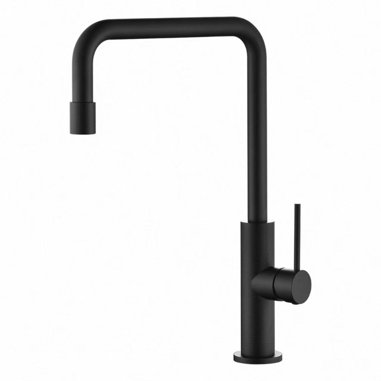 Rubinetto di cucina minimalista in forma di L in tubu zigrinatu