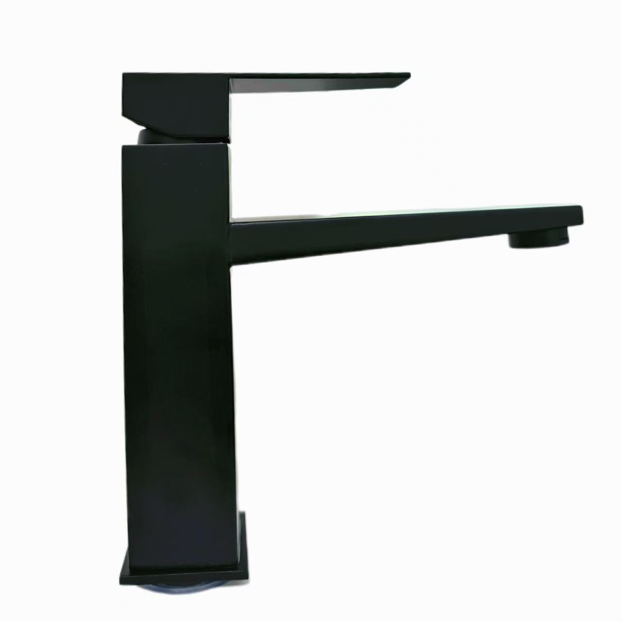 Rubinetto per lavabo quadratu neru ghiacciatu in stile minimalista mudernu