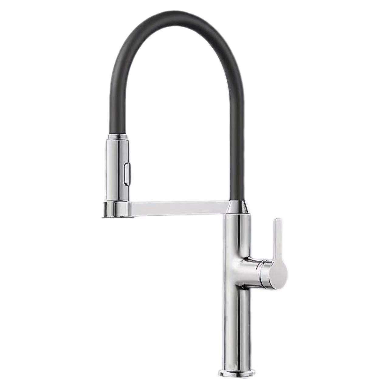 Rubinetto per lavabo d'acqua calda è fredda à manicu unicu à tubu curvo di silicone