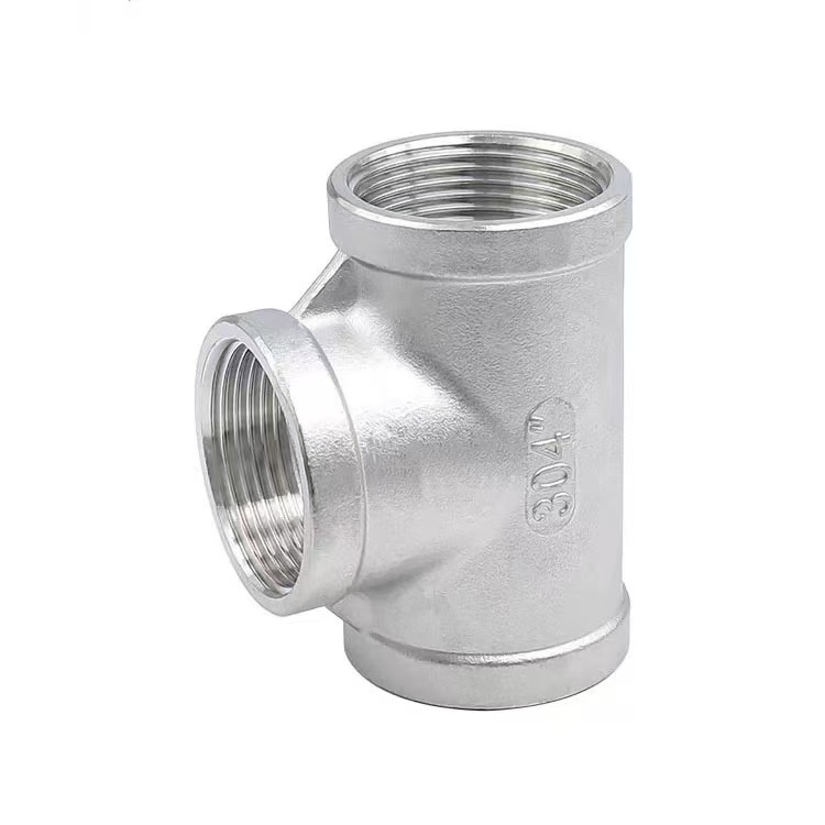 Tee di riduzione in acciaio inox, maschio-femmina-maschiu